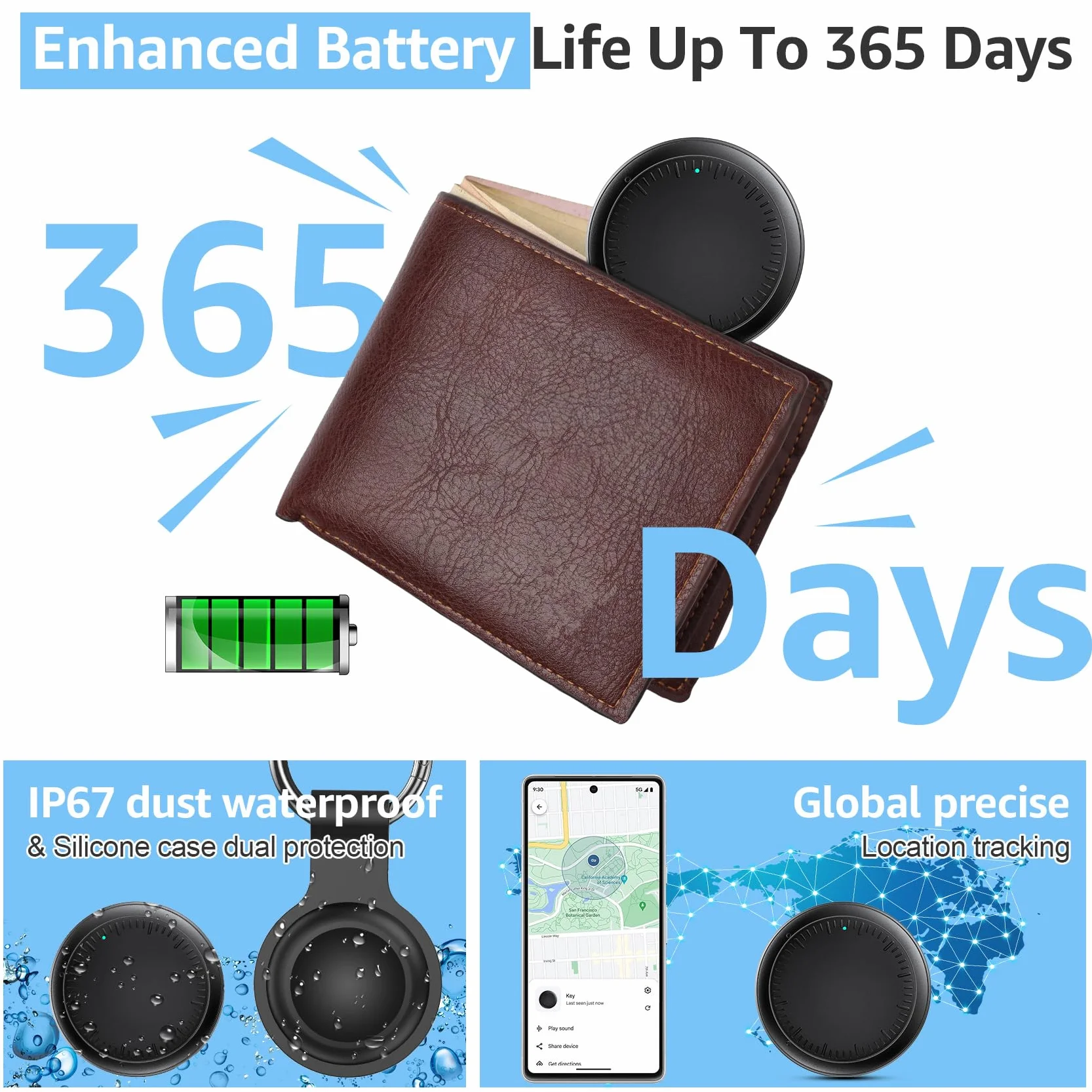 Android Smart Tracker, 2 Pack Air Tracker Buscador de Objetos Bluetooth Funciona con Buscar Google,Smart Tracker Localizador Bluetooth, Rastreador para Llaves, Cartera, Equipaje