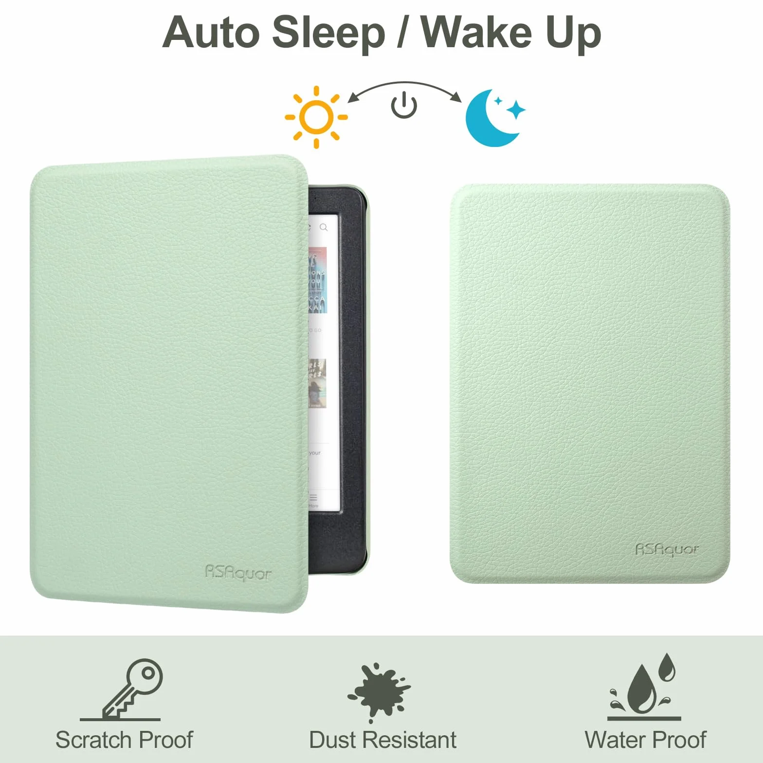 Funda para Kobo Clara Colour 6'' con Correa y Activación Automática, Verde Esmeralda