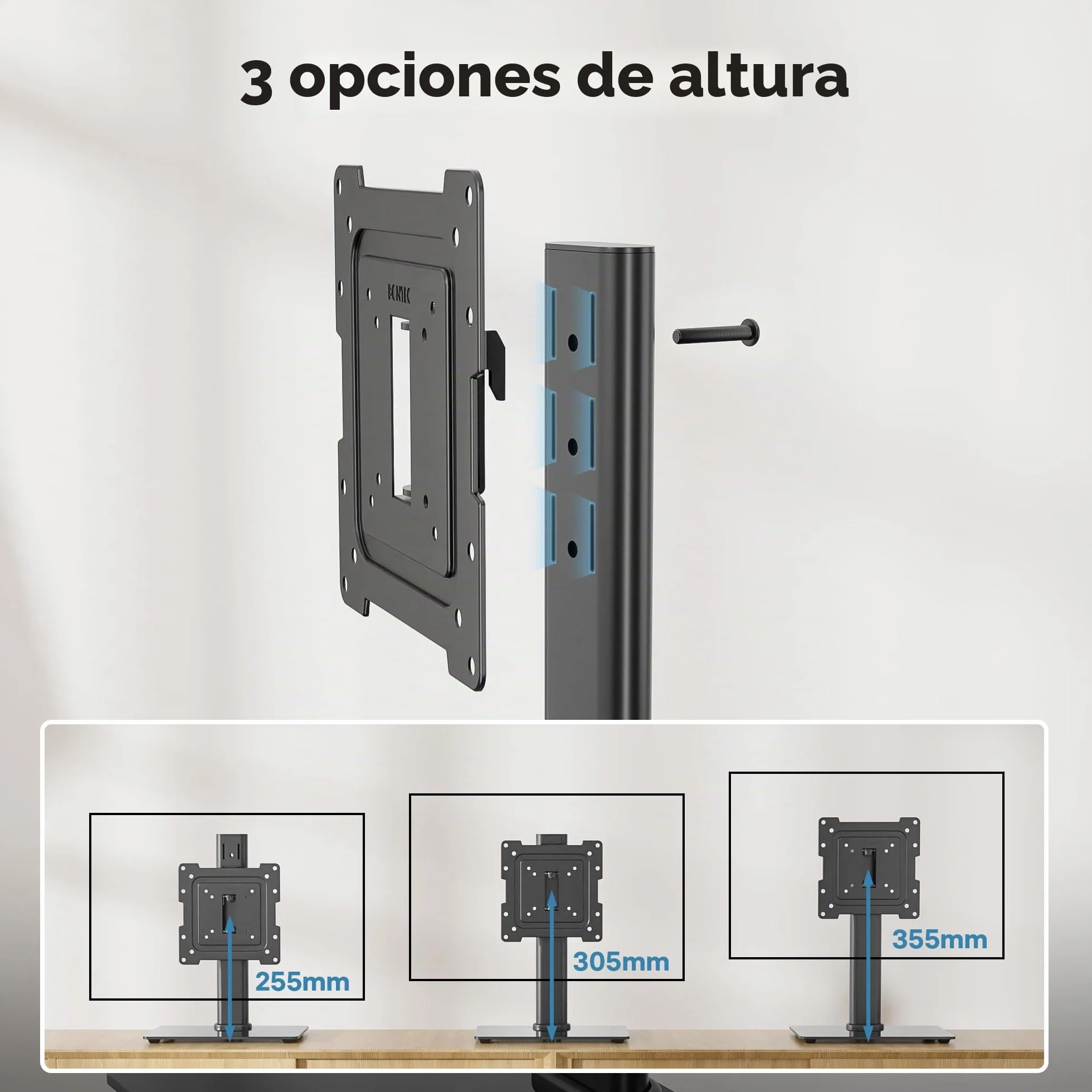 BONTEC Soporte TV Pie Universal para Pantallas 23-42 Pulgadas LCD LED OLED Plasma Curva, Rotación Altura Ajustable, 45kg, VESA 200x200mm