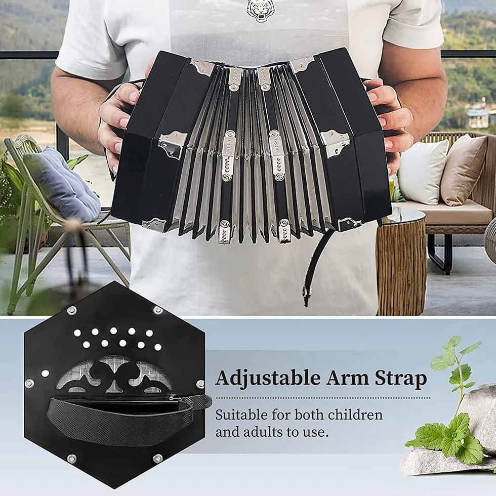 Acordeón Concertina De 20 Botones, Con Bolsa De Transporte, Correa De Mano Ajustable, For Adultos, Niños, Principiantes, Práctica Diaria, Puesta En Escena