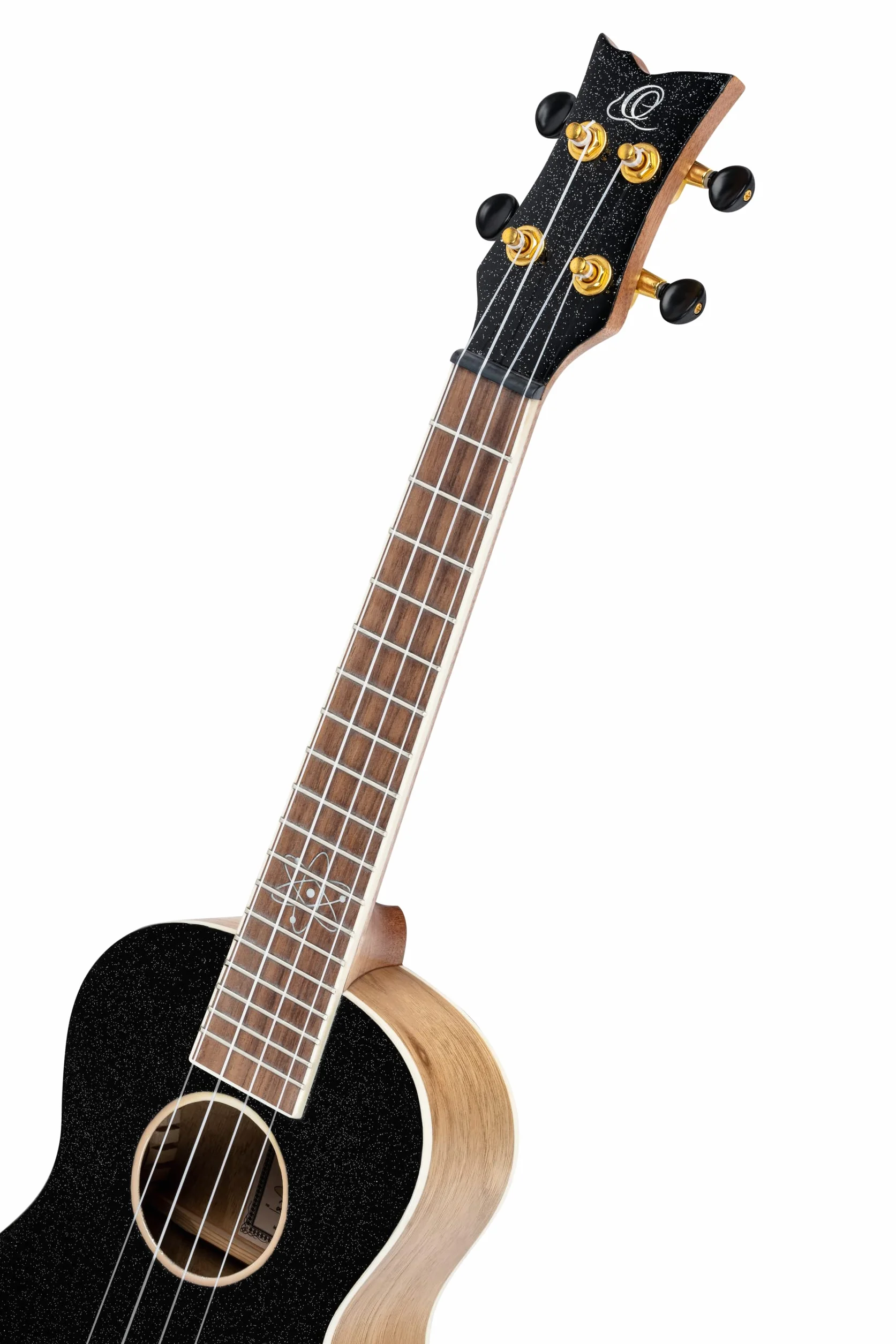 Ortega Guitars Ukelele de Concierto negro - Serie Element - incluye Deluxe Gig Bag - abeto/catalpa (RUEL-MBK)