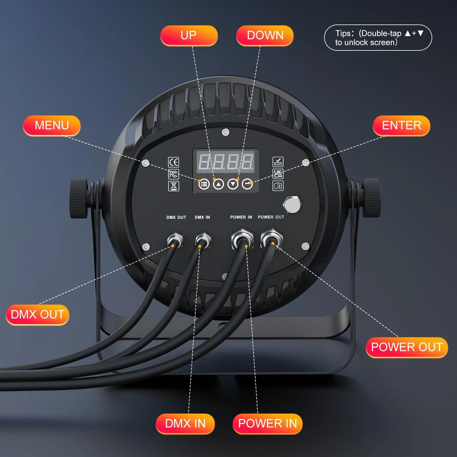 300W Par LED IP65 Impermeable, Foco Luz de Escenario RGBW, Luce de Disco DMX512, Luz de Fiesta, Ideal para Fiestas al Aire Libre y Conciertos en Días Lluviosos