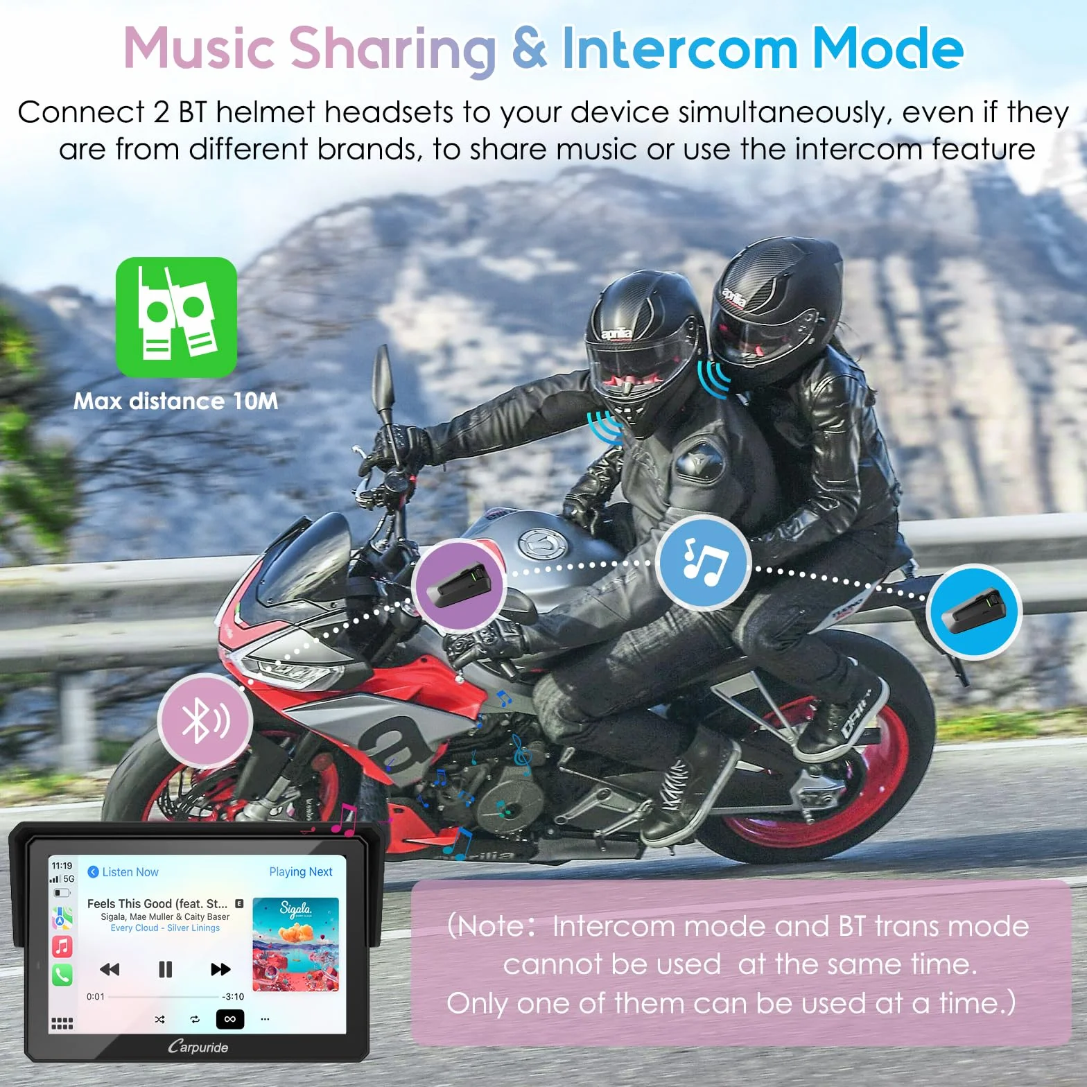 Carpuride W502PRO Motocicleta CarPlay Android Auto Bluetooth GPS 5 Pulgadas Impermeable