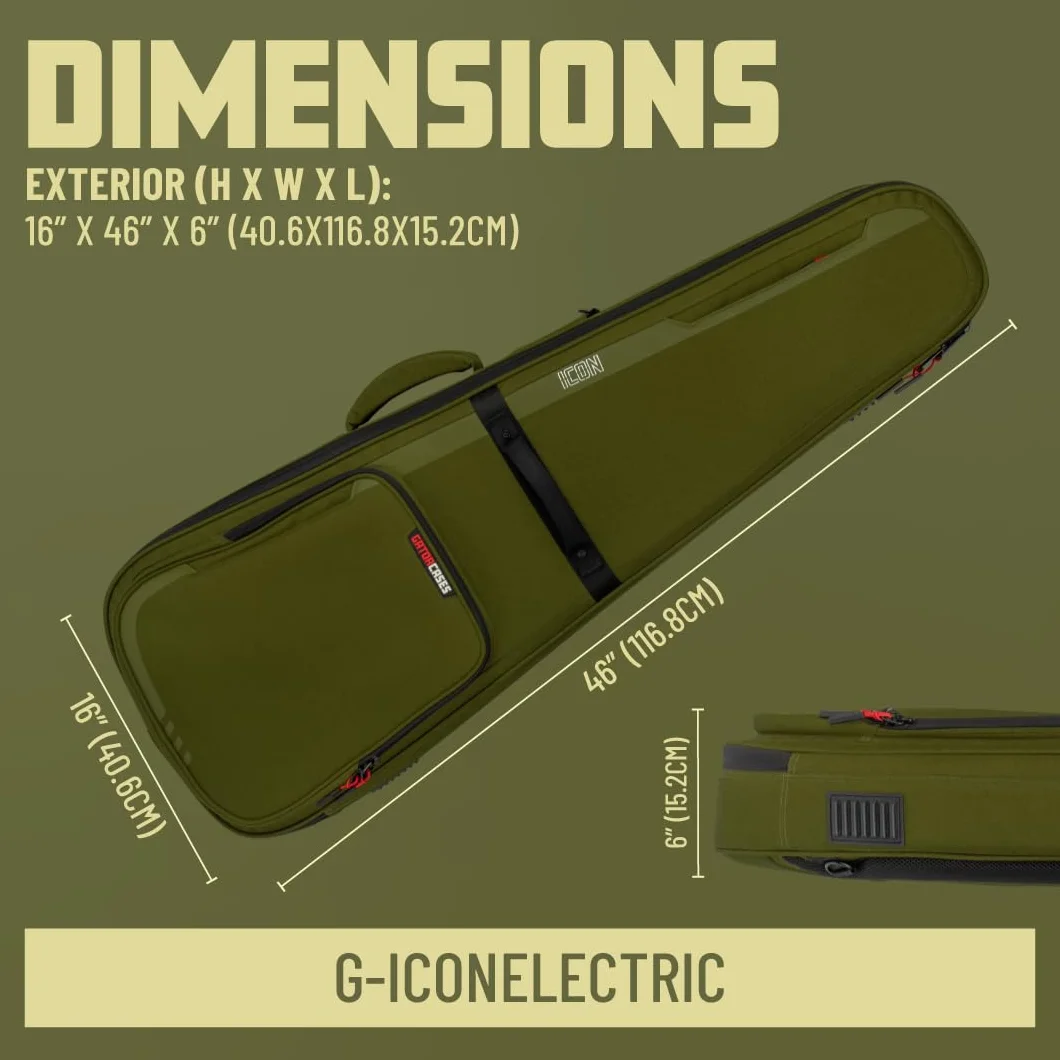 Gator Cases ICON Series Premium Gig Bag resistente a la intemperie para guitarras eléctricas con cremallera TSA; Negro (G-ICONELECTRIC)