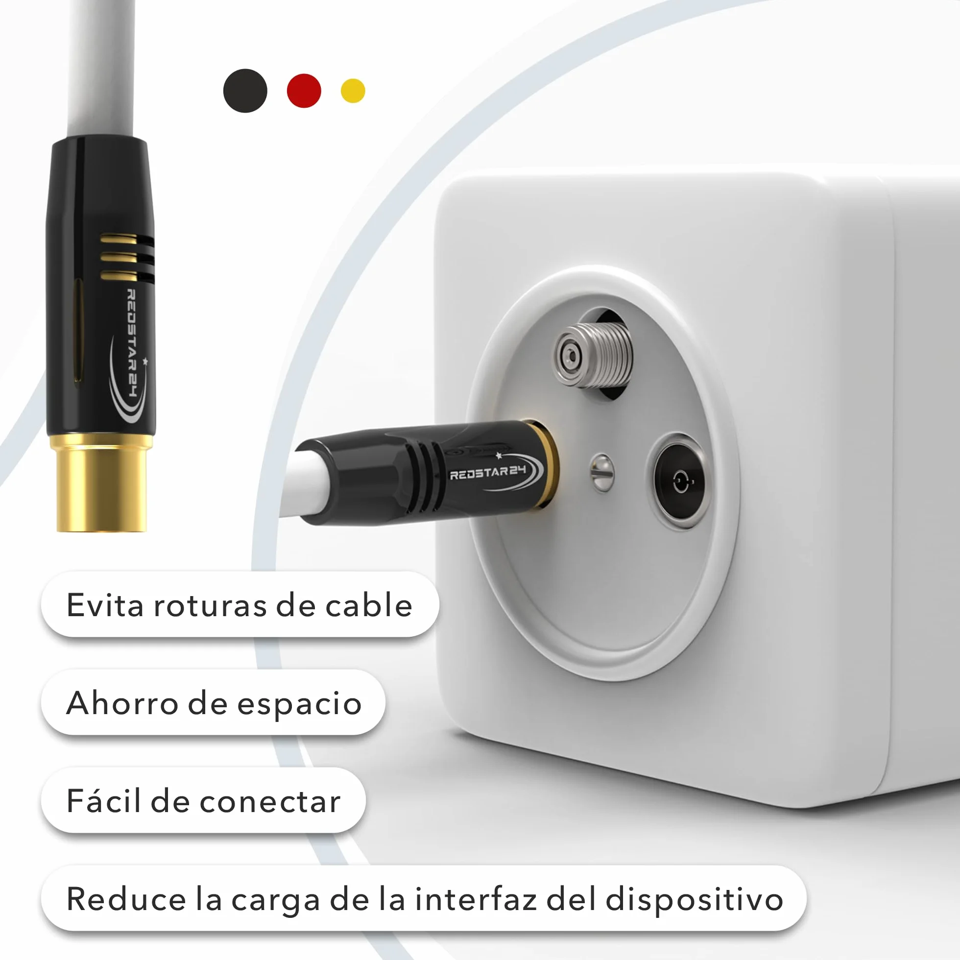 RedStar24 Cable de antena 30m Blanco – Macho a Hembra IEC – Cable Coaxial HDTV Premium para Televisión por Cable | Cable de TV: Compatible con TV, Radio, DVB-T/T2, DVB-C, DAB