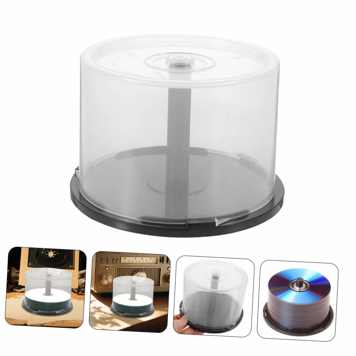 3 Cubos Organizadores para Almacenamiento de CD y Dvd, Contenedores Plásticos Transparentes de 5,5 X 3,1 Pulgadas, Capacidad 50 Discos, para Hogar y Oficina, Estuche Compacto