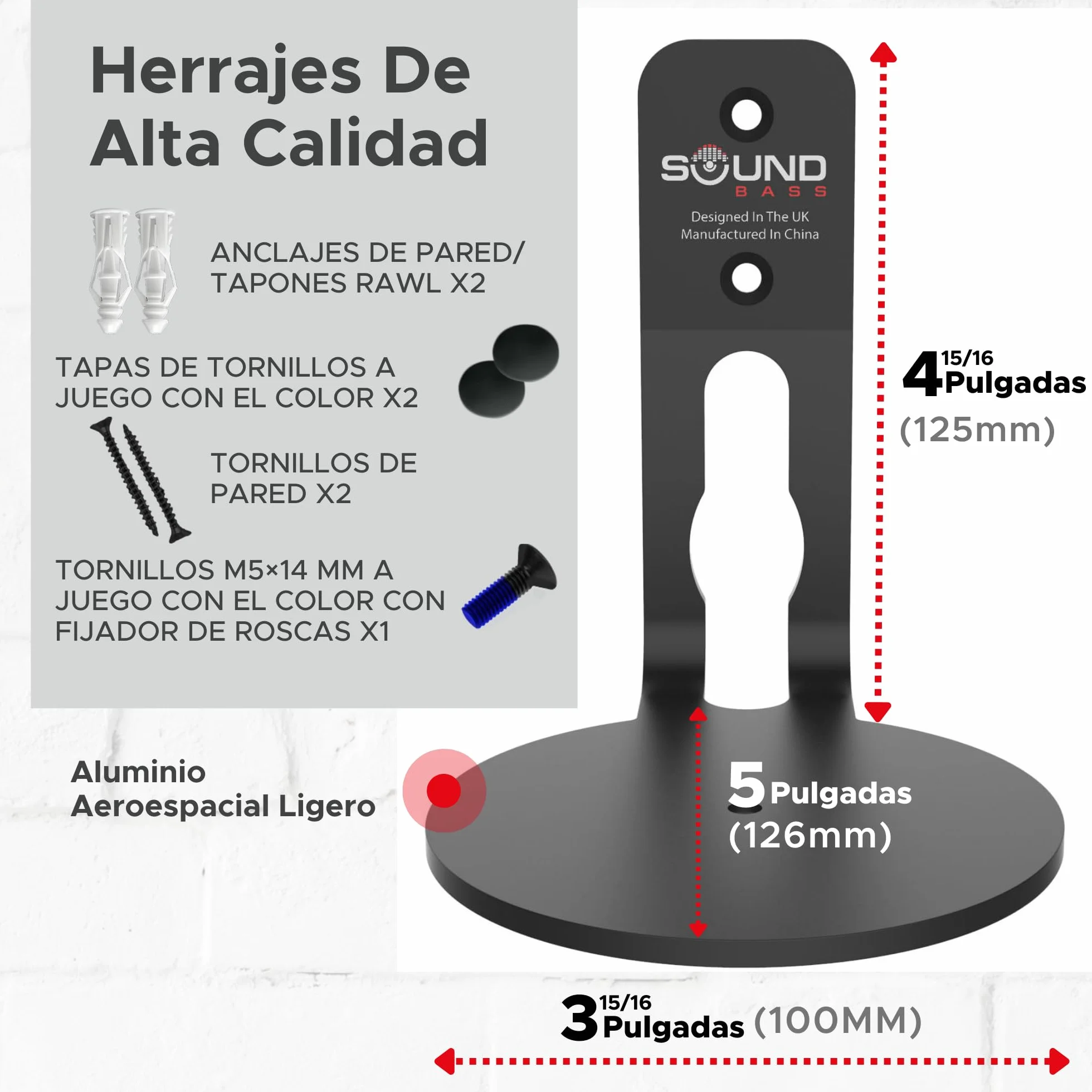 Sound bass Soporte de Pared ERA 100 - Perfil Bajo, Negro, Unidad Individual, Compatible con Altavoz Sonos ERA100 & ERA 100 SL, Completo con Todos los Accesorios de Fijación