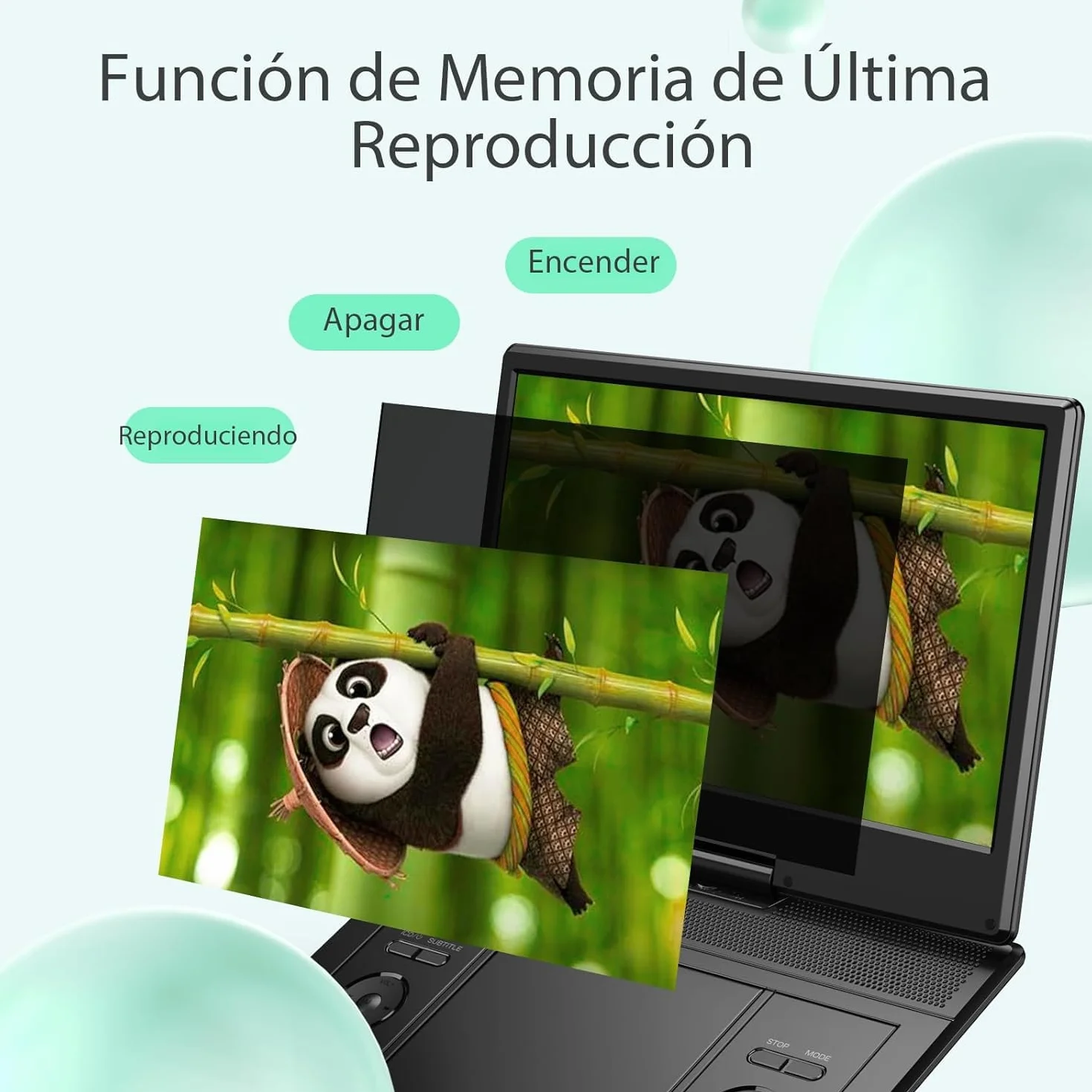 Yoton Reproductor DVD portátil de 14", DVD portátil para automóvil con parlantes estéreo duales y Conector para Auriculares, admite TV Sincronizada/Tarjeta SD y Lectura de Disco USB
