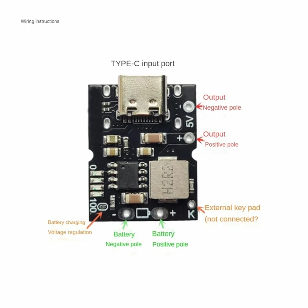 Tipo C USB 5 V 2 A Boost Convertidor Step-Up Módulo de Potencia Placa de Carga de Batería de Litio Cargador DIY Fácil Instalación Fácil de Usar Sin Soldadura