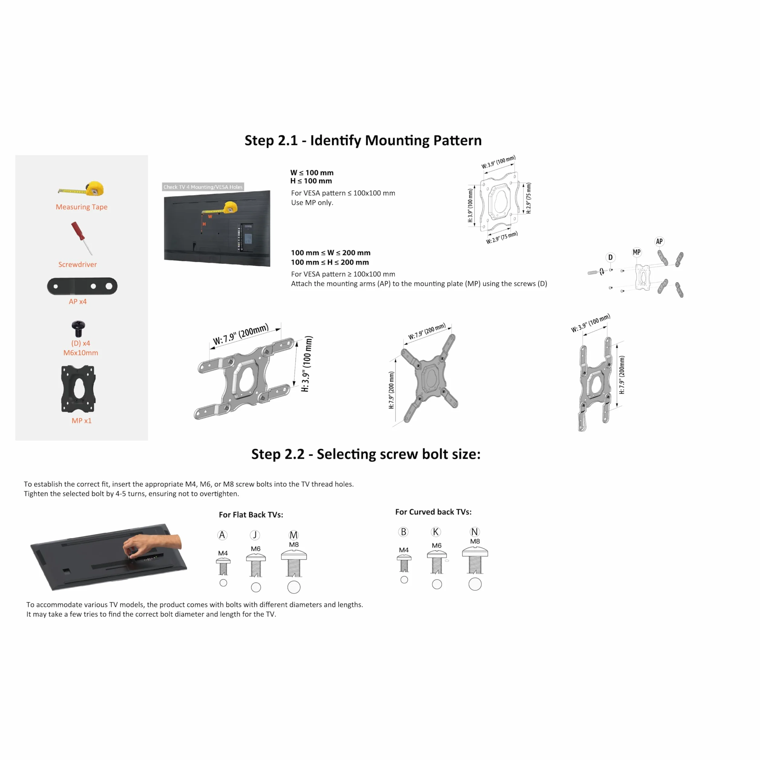 Amazon Basics Soporte de Pared para TV Movimiento Completo Giratorio e Inclinable 12-40 Pulgadas 36kg VESA 200x200mm Negro
