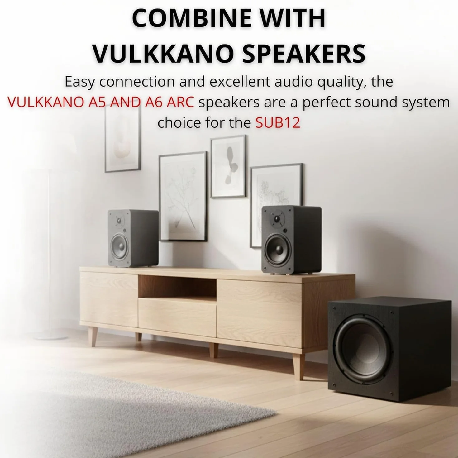 VULKKANO SUB12 Subwoofer Activo de 12 Pulgadas, Frecuencia de 40Hz-200Hz, 200W