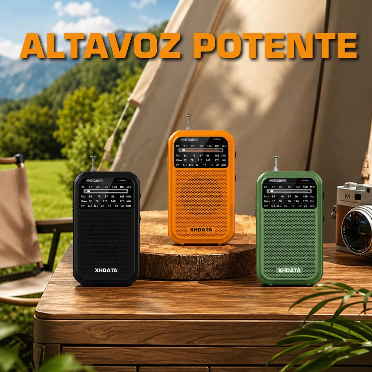 XHDATA D-220 Radio Portátil Pequeño FM AM SW Transistores Mini Radio de Bolsillo Verde
