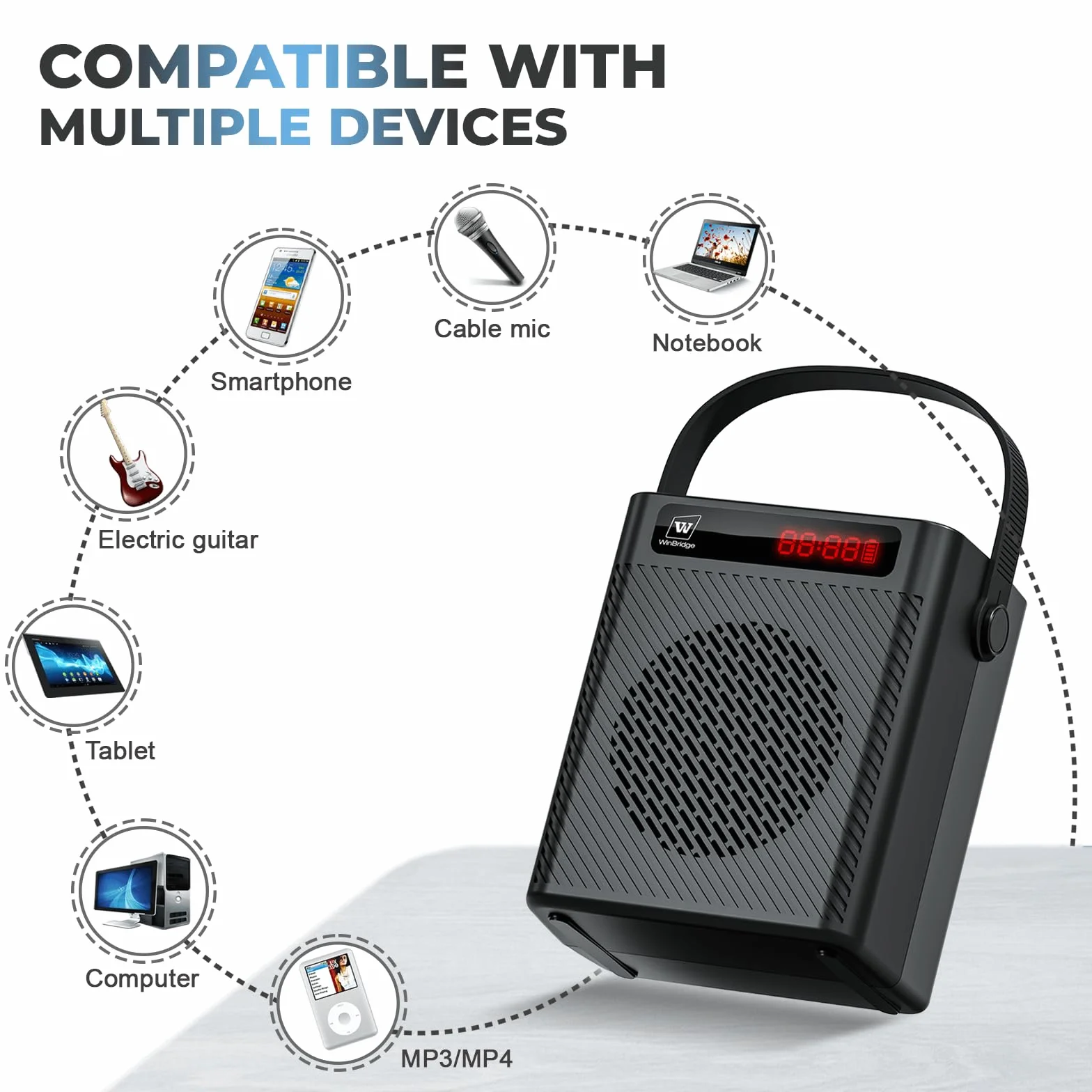 Micrófono inalámbrico amplificador de voz/micrófono de mano, micrófono portátil de 40 W y altavoz, sistema de karaoke inalámbrico, altavoz Bluetooth con micrófonos, sistema PA personal, 4 efectos de