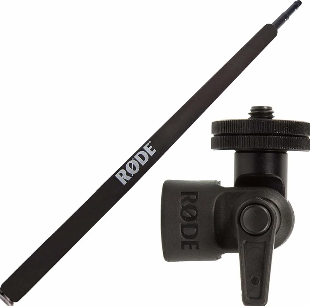 RODE Micro BoomPole - Micrófono telescópico, 2 m + adaptador pivot RODE 3/8" para montaje en trípode o tono
