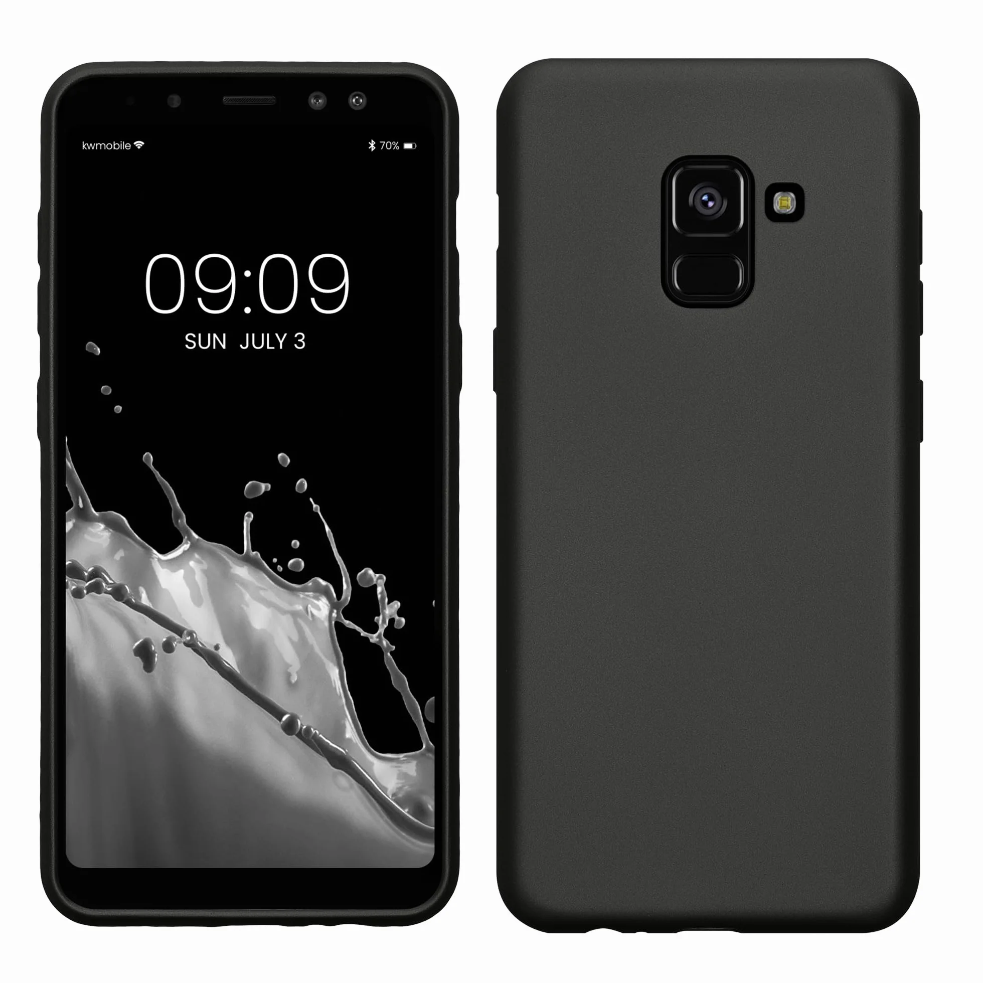 kwmobile Funda Samsung Galaxy A8 (2018) Carcasa TPU Silicona Ultrafino Antigolpes Gris Metalizado