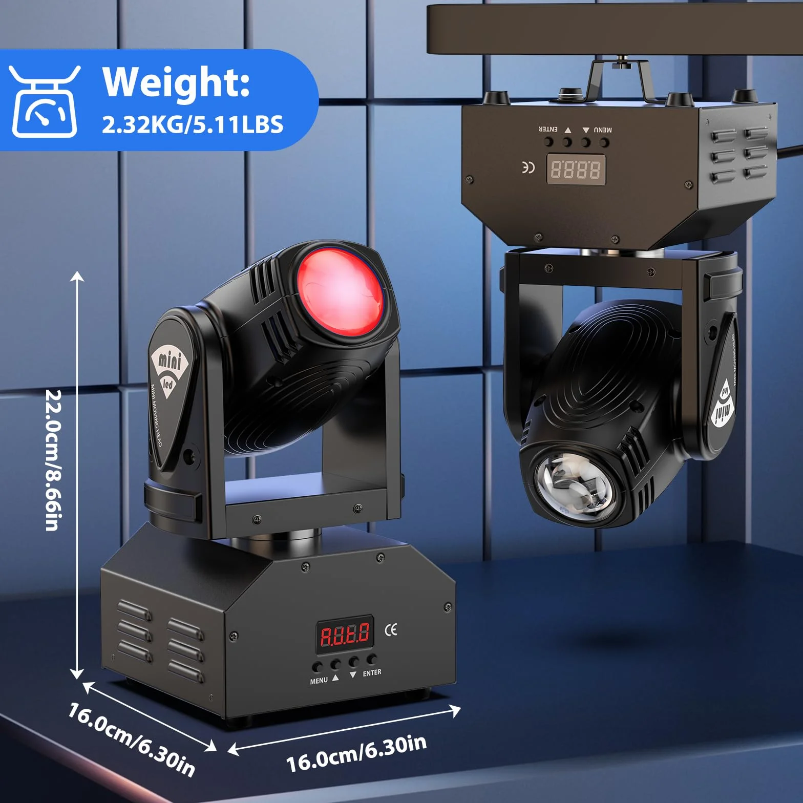 UKing 2pcs LED Moving Heads RGBW Beam DMX512 Lighting Effect Small Spotlight 11/13CH Party Light Music Controlled for DJ Disco Club Bar Stage