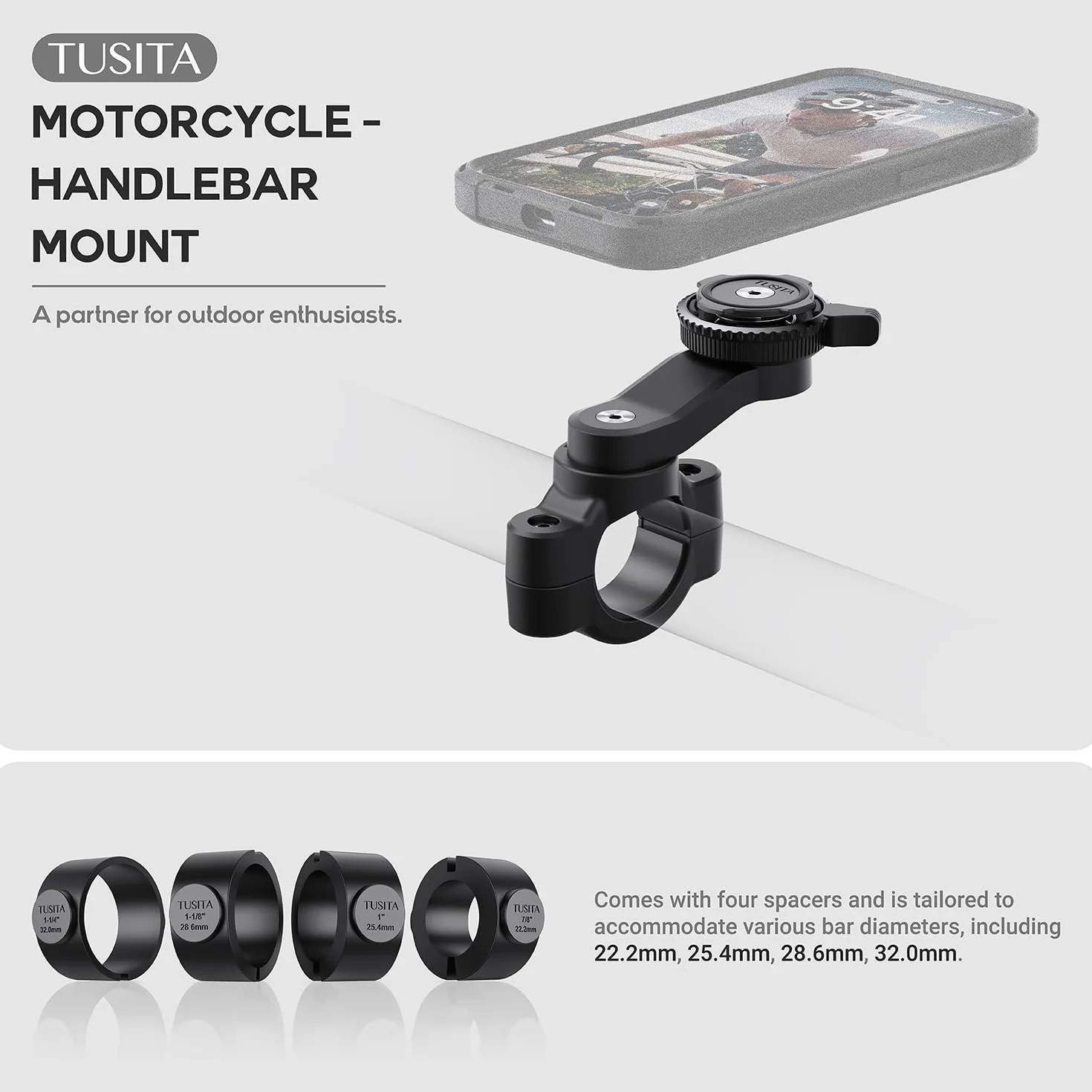 TUSITA Soporte para Teléfono de Moto Compatible con Quad Lock Smartphone Funda