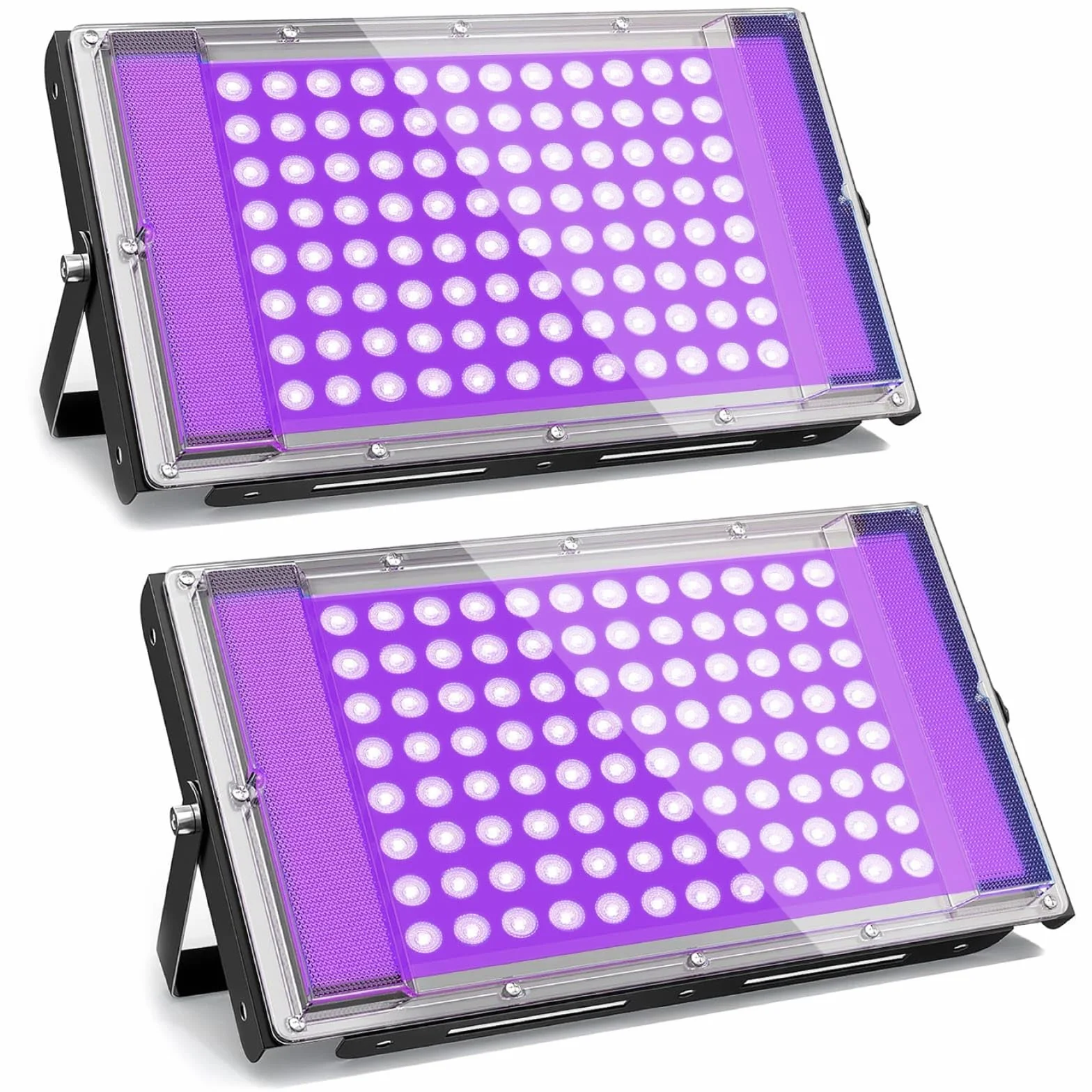 GKT 2 Piezas 100W LED Luz Negra, Luz Negra Ultravioleta, IP66 Impermeable, luz ultravioleta con Enchufe Para Halloween, Navidad, Body Painting, Fiesta fluorescente, Luz UV para Curar Resina