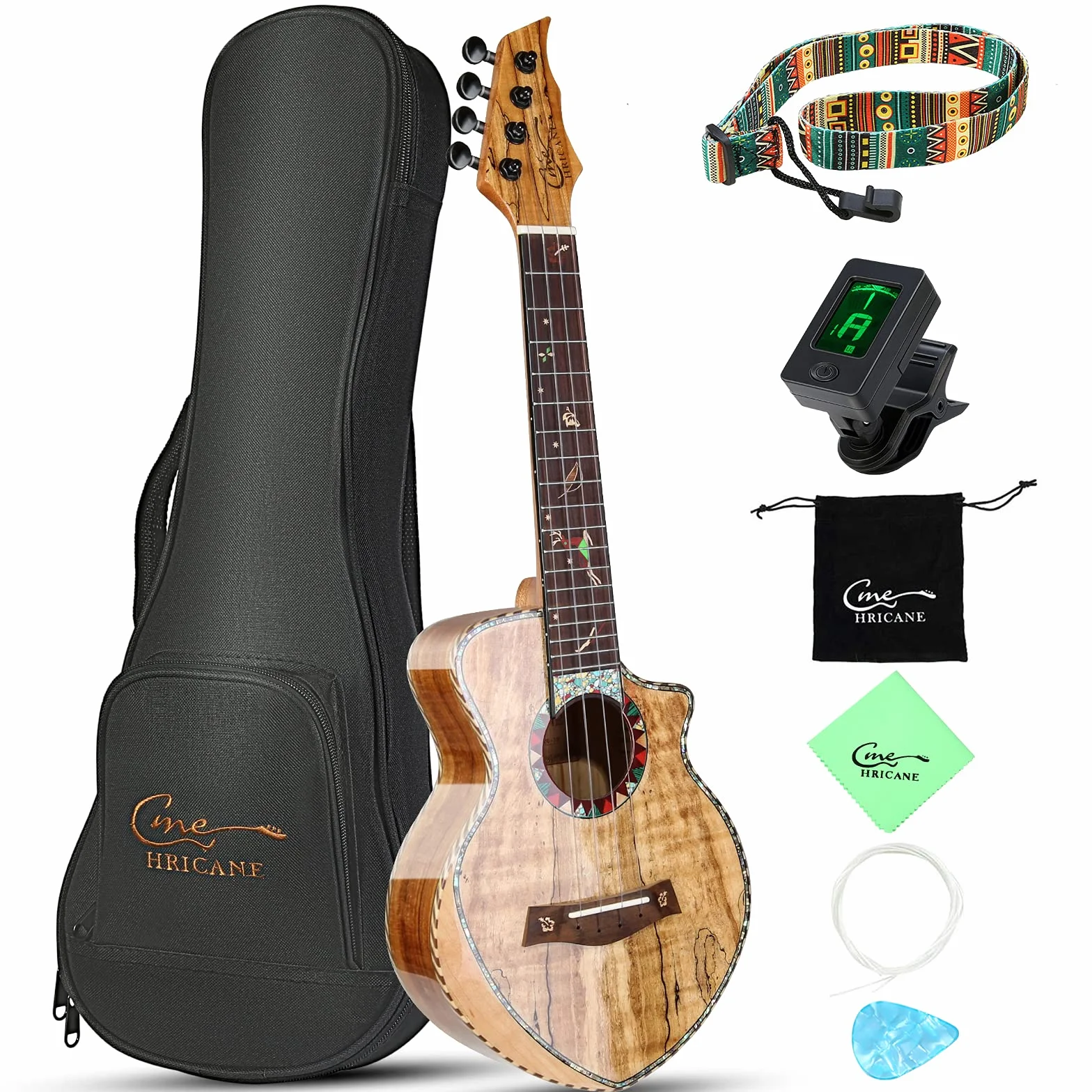 Ukelele de concierto de arce de alta calidad, ukelele profesional liso brillante ultra fino Hawái Ukele Concierto Instrumentos musicales de concierto de 23 pulgadas con estuche