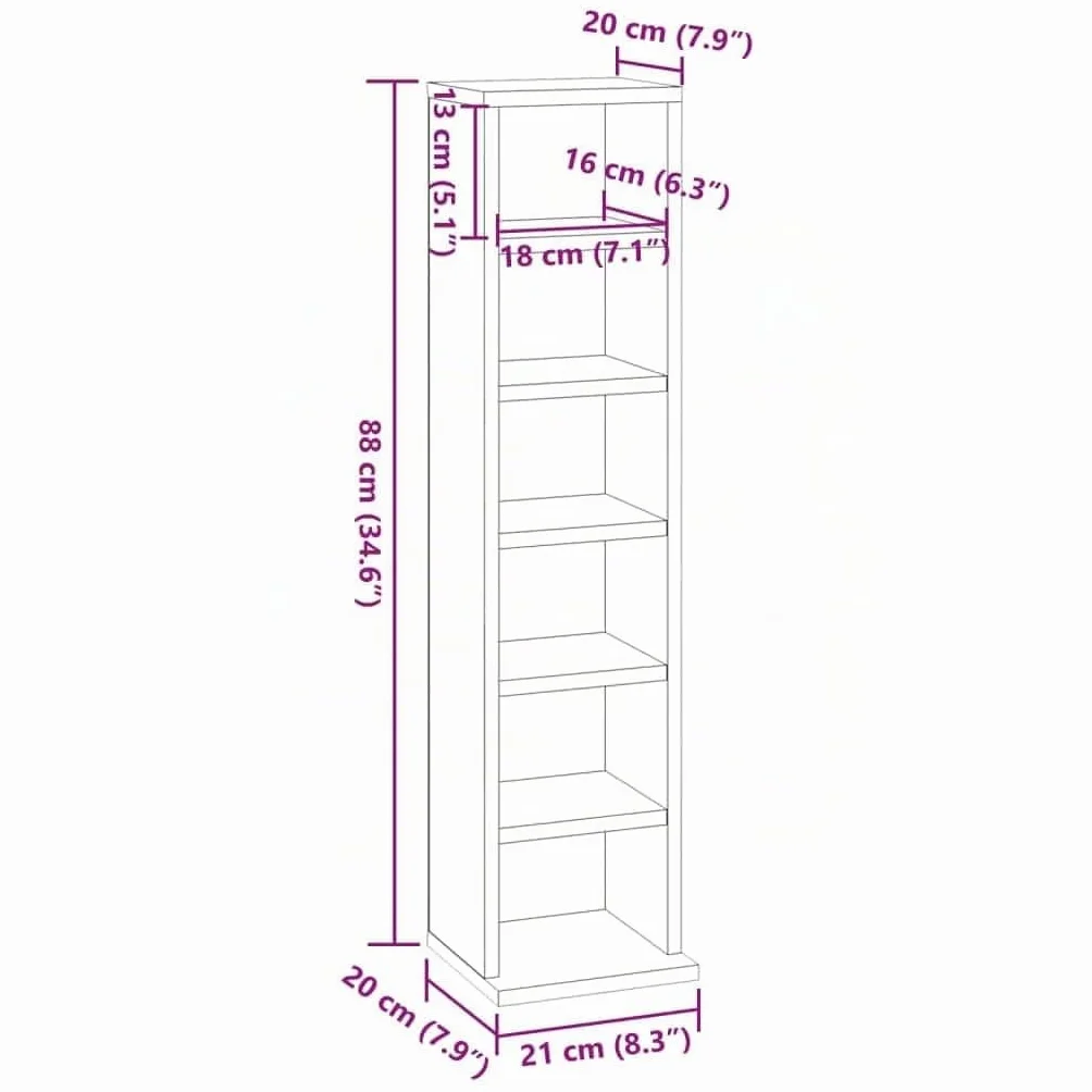 vidaXL Estantería para CDs Madera Contrachapada Mobiliario Organizador Colección Música Elegante Práctica Moderna Duradera Resistente Robusta Blanco
