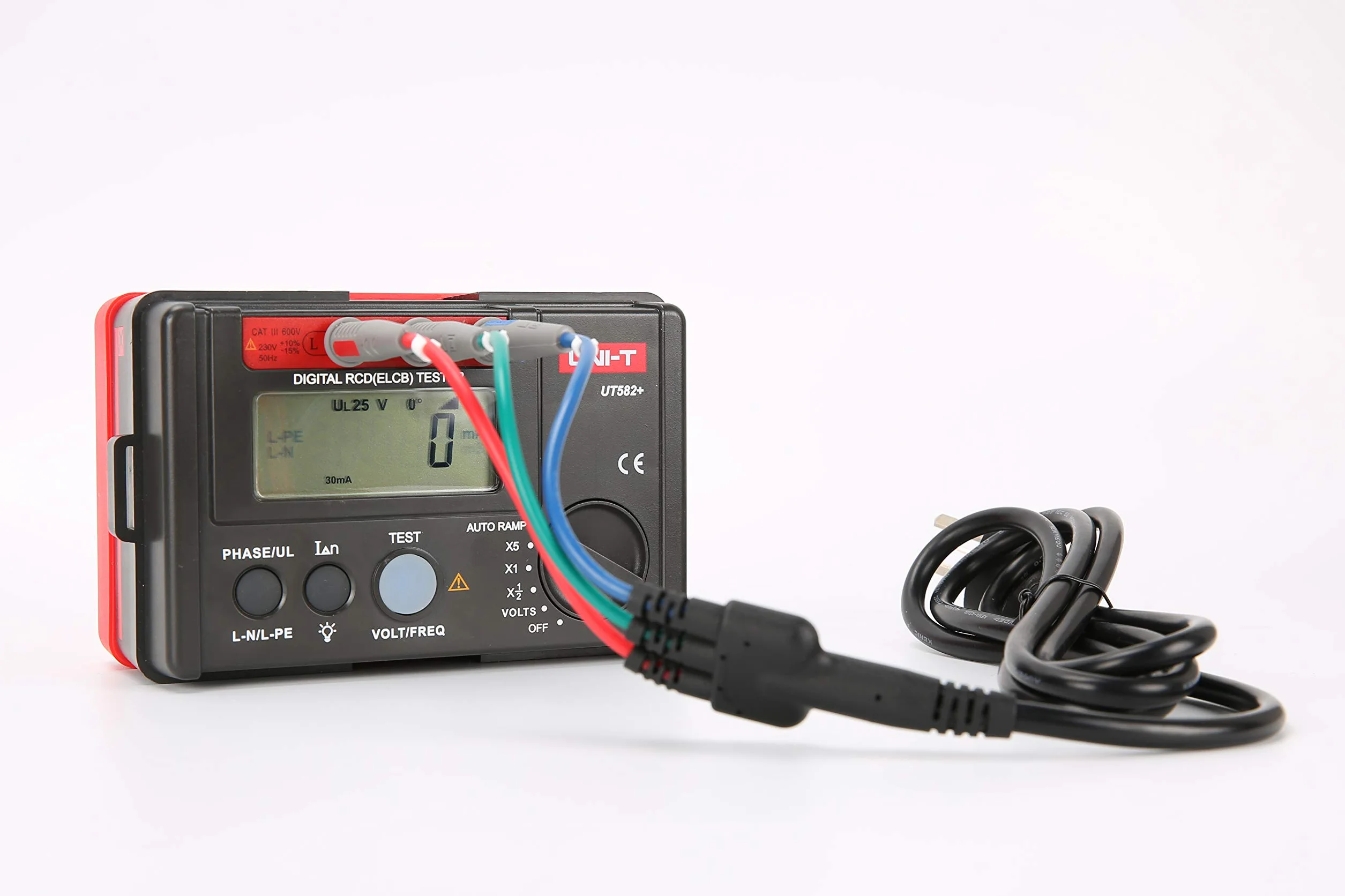 UNI-T UT582+ Digital RCD (ELCB) Tester AUTO RAMP Leakage Circuit Breaker Meter with Mis-Operation Buzzer