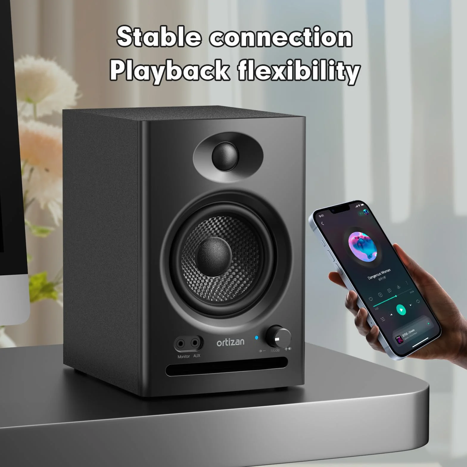 Ortizan C7 Studio Monitors Altavoces con Bluetooth para computadora, Color Negro