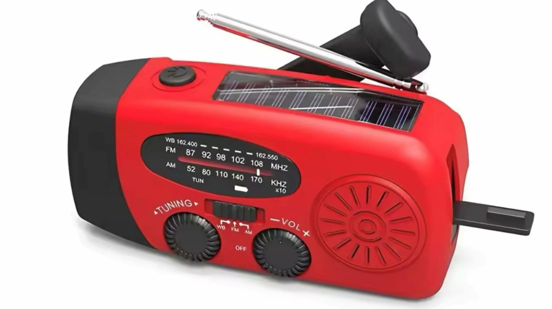 Radio Solar de Emergencia con Manivela Dinamo AM/FM/NOAA, Cargador 2000mAh, Alarma SOS