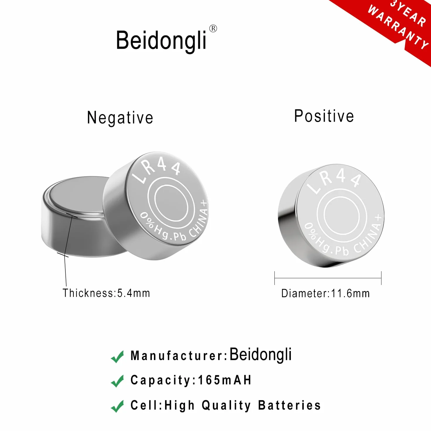 Pilas de Botón Alcalina AG13 LR44 1,5V 10 Piezas Sin Mercurio 357 L1154 A76 GPA76