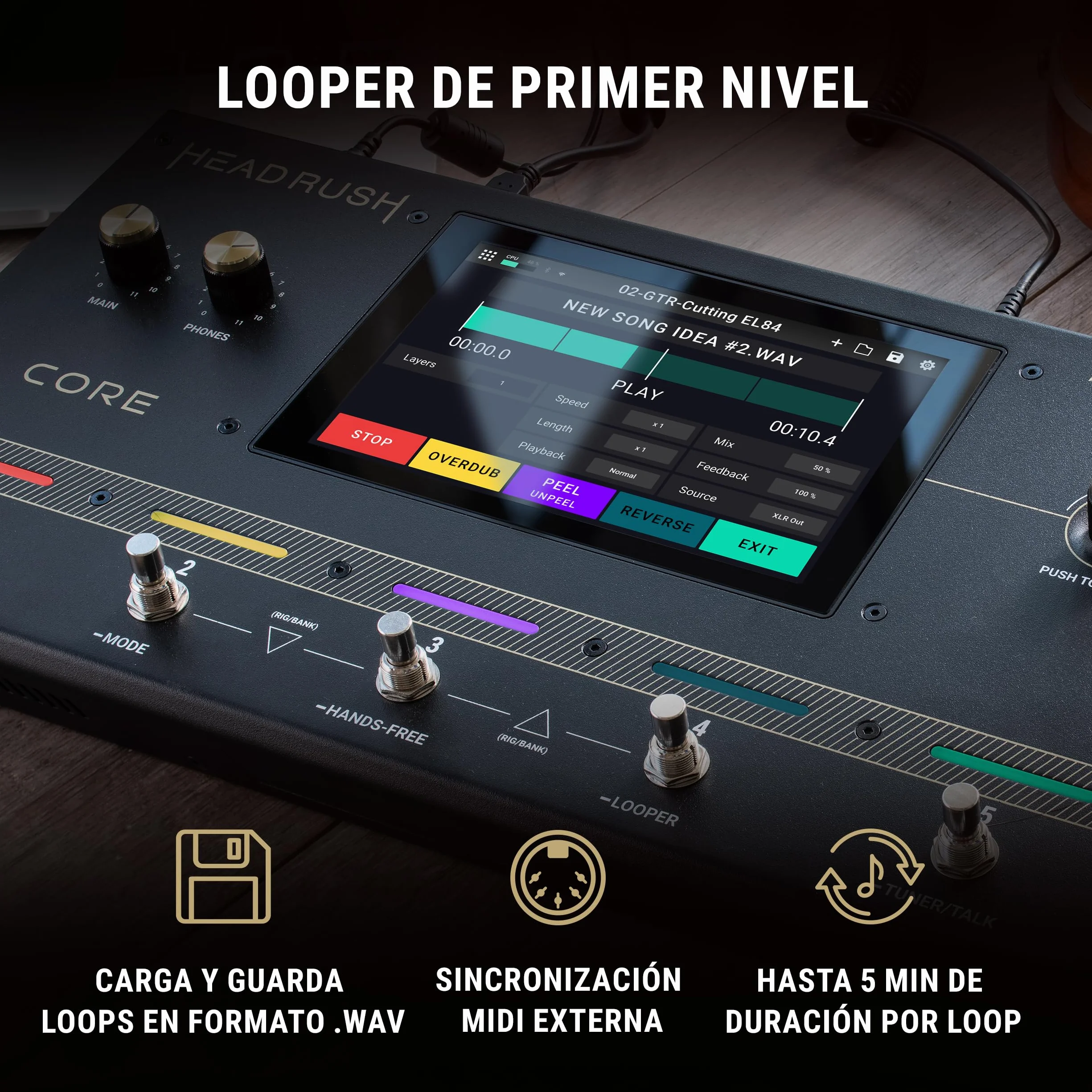 HeadRush Core - Procesador de Modelado de Amplis de FX para Guitarra y Voz con Clonación, Looper, Antares Auto-Tune, WIFI, Pantalla Táctil y Bluetooth