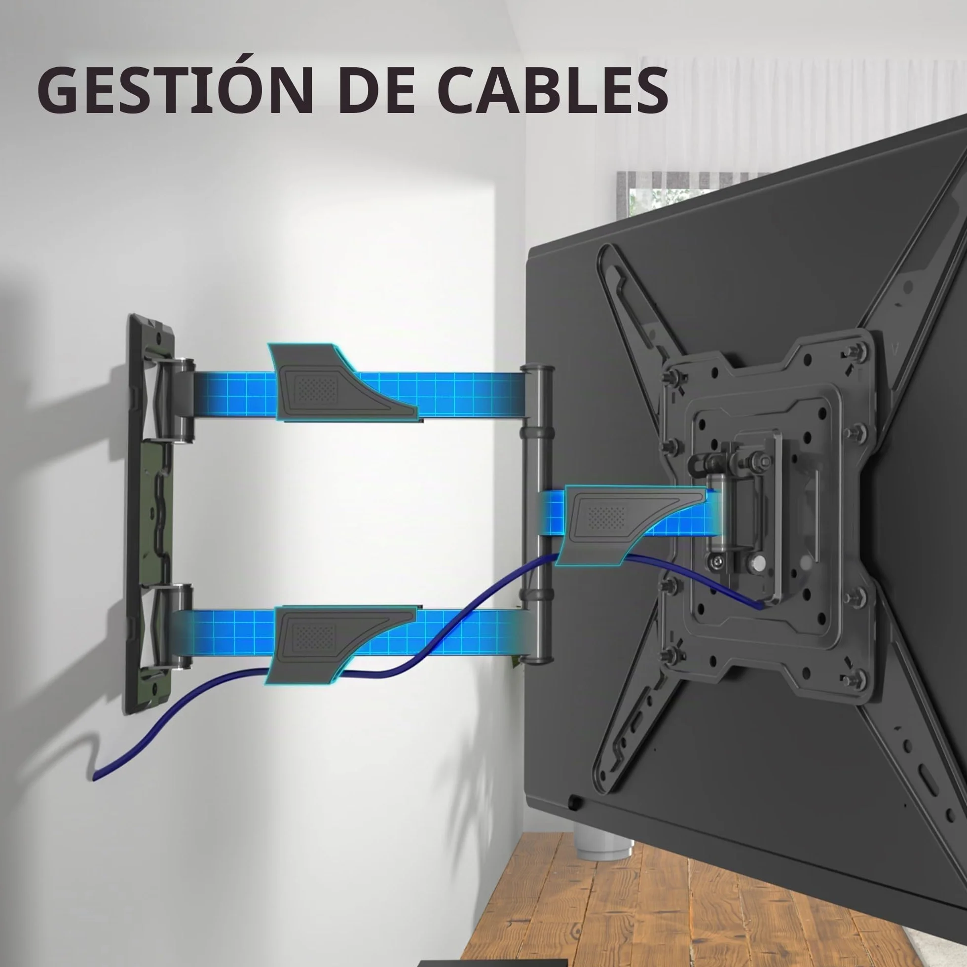 XINLEI Soporte TV Pared para Pantallas 26-55 Pulgadas LCD LED Curvos, Articulado Giratorio Inclinable Rotación VESA 400x400mm