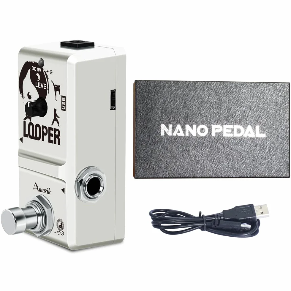 Amuzik Looper Electric Guitar Effect Loop Pedal 10 Minutes of Looping Unlimited Overdubs Puerto USB True Bypass
