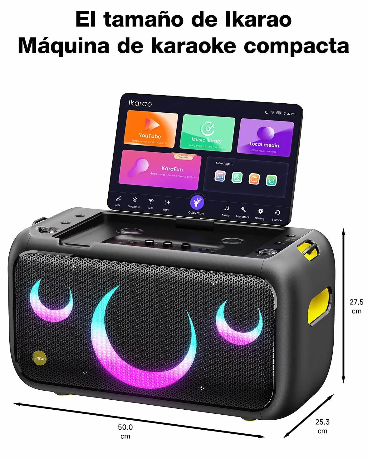 Máquina de Karaoke para Adultos con Pantalla de Letras, Pantalla integrada de 33,8 cm, máquina de Karaoke Realmente Todo en uno con 2 micrófonos inalámbricos (Ocultos y de Carga automática), Altavoz