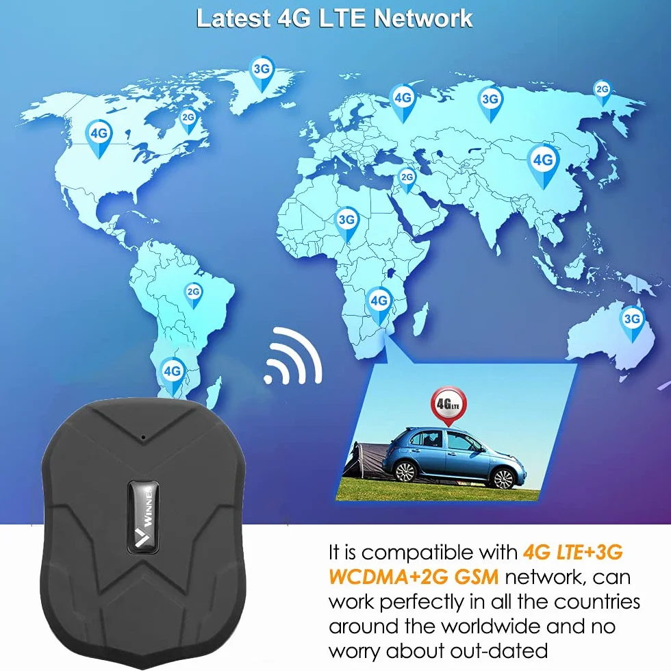 Winnes 4G Localizador GPS para Coche TK905 magnético 5000mAh Impermeable antirrobo posicionamiento preciso aplicación Gratuita para Coches Motocicletas Camiones,60 Días en Espera.