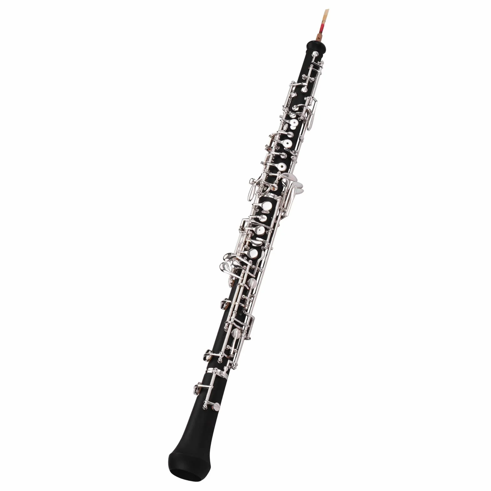 oboe,Llave de Oboe C profesional Estilo semiautomático Llaves plateadas Instrumento de viento de madera con guantes de caña de oboe Estuche de cuero Bolsa de transporte Paño de limpieza M