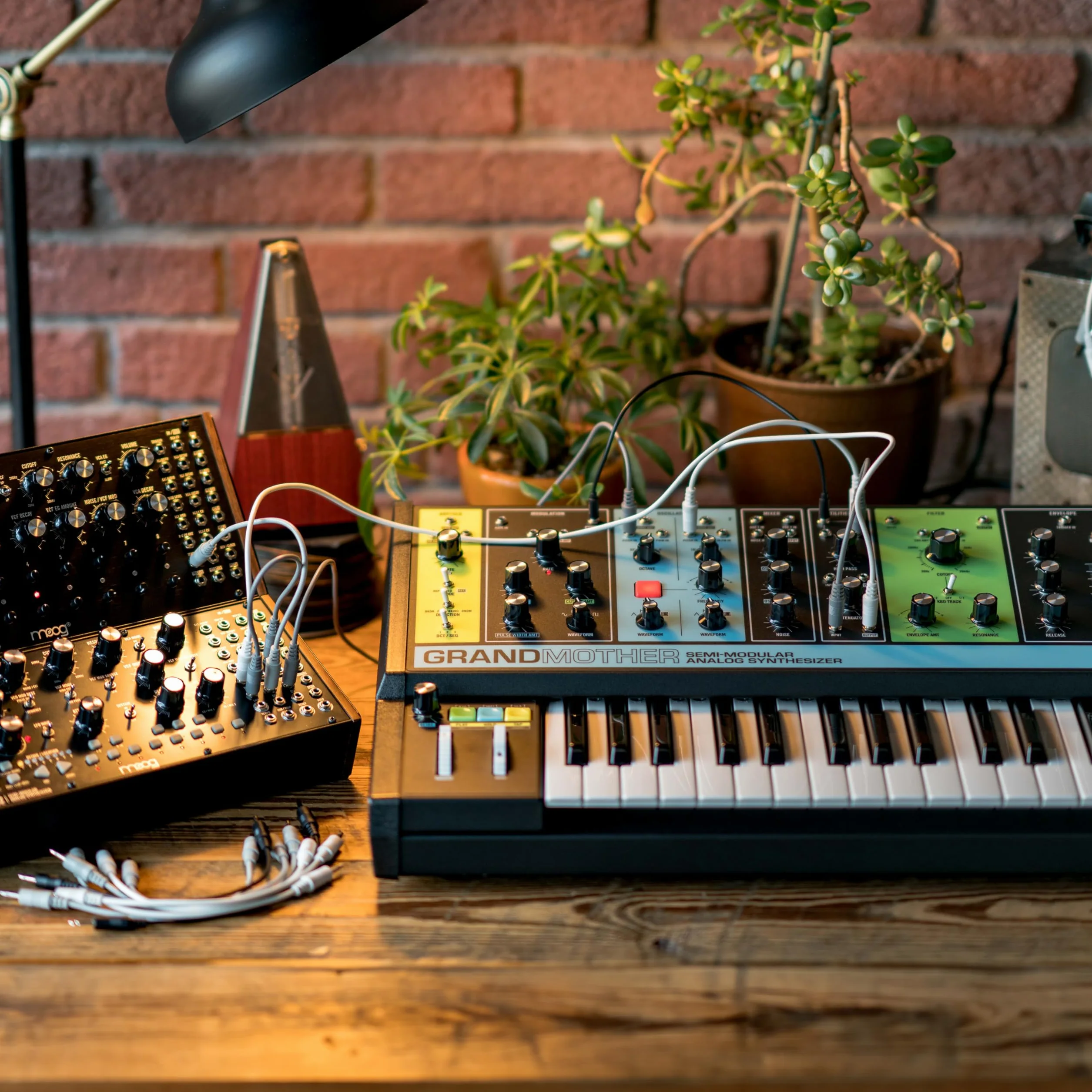 MOOG Grandmother - Sintetizador Semimodular de Teclado Analógico con 32 Teclas, Arpegiador, Secuenciador y Tanque de Reverb de Muelles Integrados