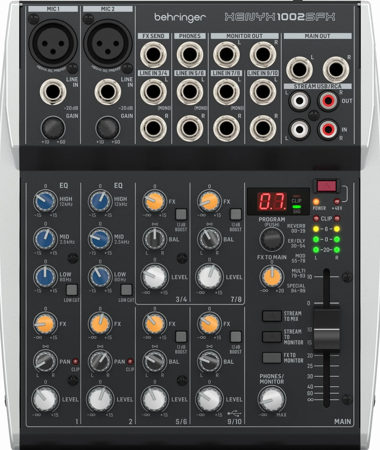 Behringer Xenyx 1002SFX Mezclador analógico de transmisión de 10 canales