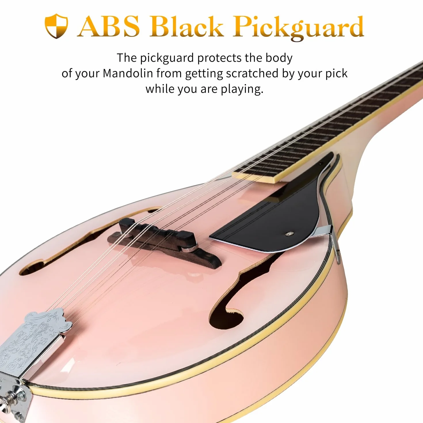 Mulucky A Style - Instrumento de mandolina acústica de 8 cuerdas con kit para principiantes para adultos y niños, funda, afinador, cuerda, púas, color rosa