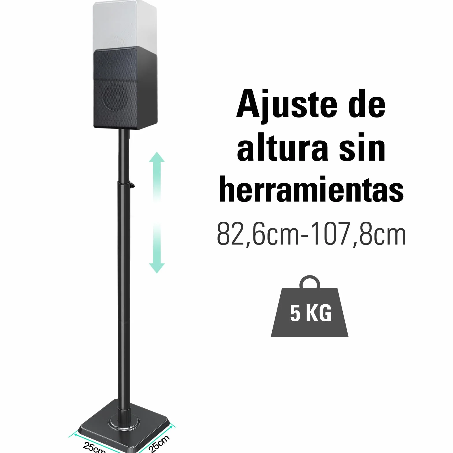 Mounting Dream Soporte de Altavoz Regulable para Satélites 5 kg, Juego de 2