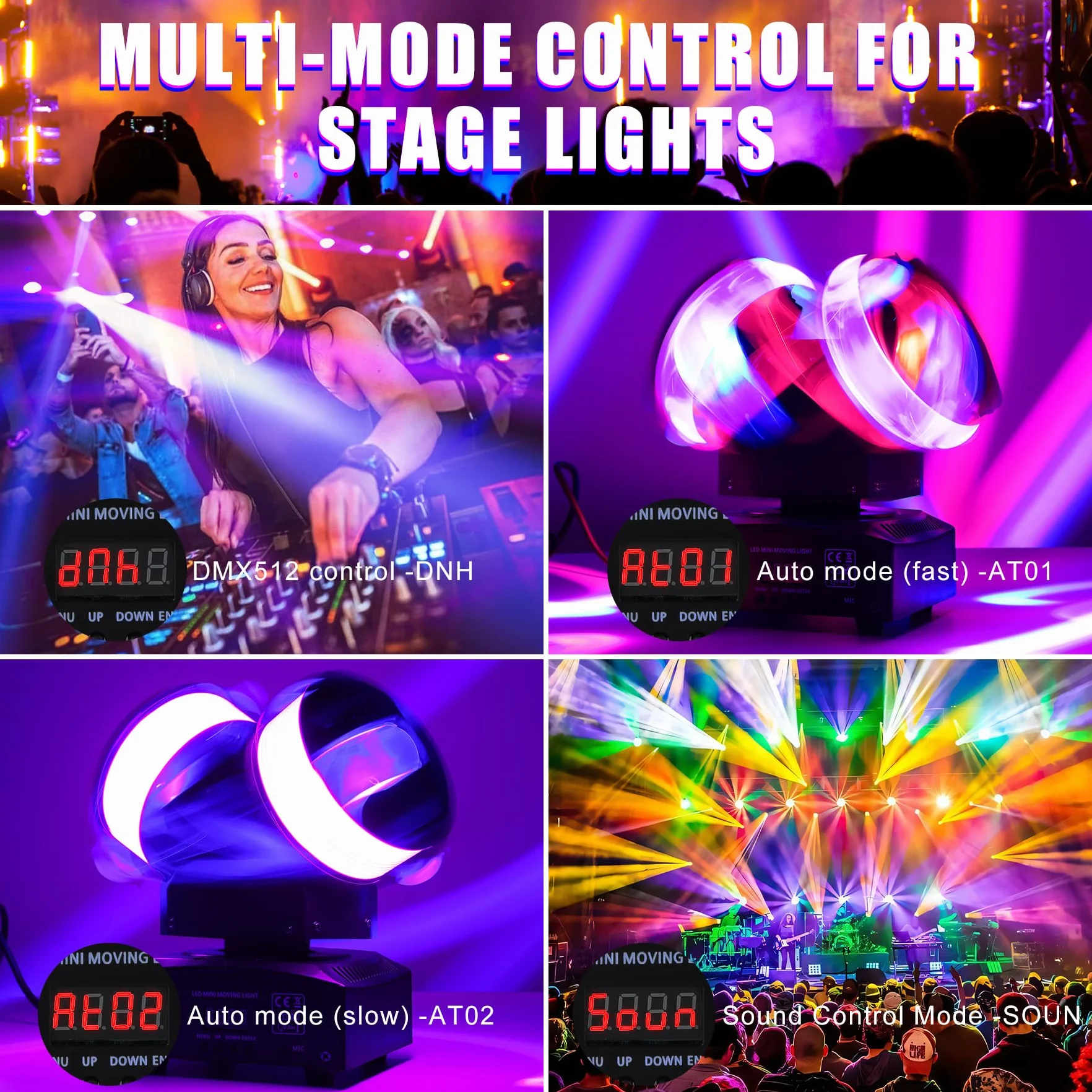120W Luces Discoteca, 8x10W Cabeza móvil LED, DMX 512 Luce DJ Con 8x5W luz Estroboscópica de Alta luminosidad, Luces Led Escenario Para DJ Bar club Disco Fiestas Hogar Cumpleaños Bodas