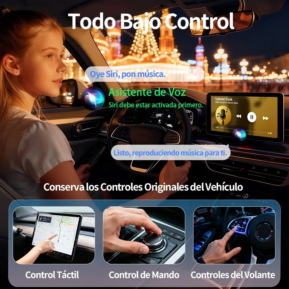 2 en 1 Adaptador CarPlay Inalámbrico, Bluetooth V5.3 Conexión Estable, WiFi 6 de Doble Banda de Alta Velocidad, USB A/C, Bluetooth Car Play Wireless Adapter Dongle para iPhone iOS 10+ & Android 11+