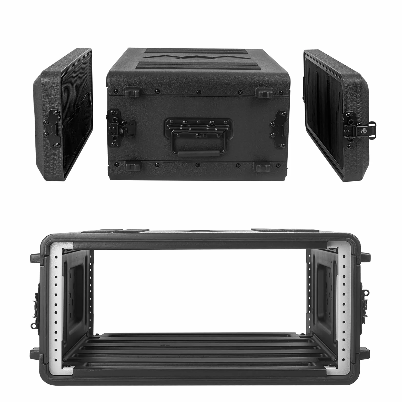 Maletín en rack de 4U, plano, 40,6 cm de profundidad, maletín de viaje en rack de 19 pulgadas para vuelo, carretera, con protección impermeable y revestimiento de espuma