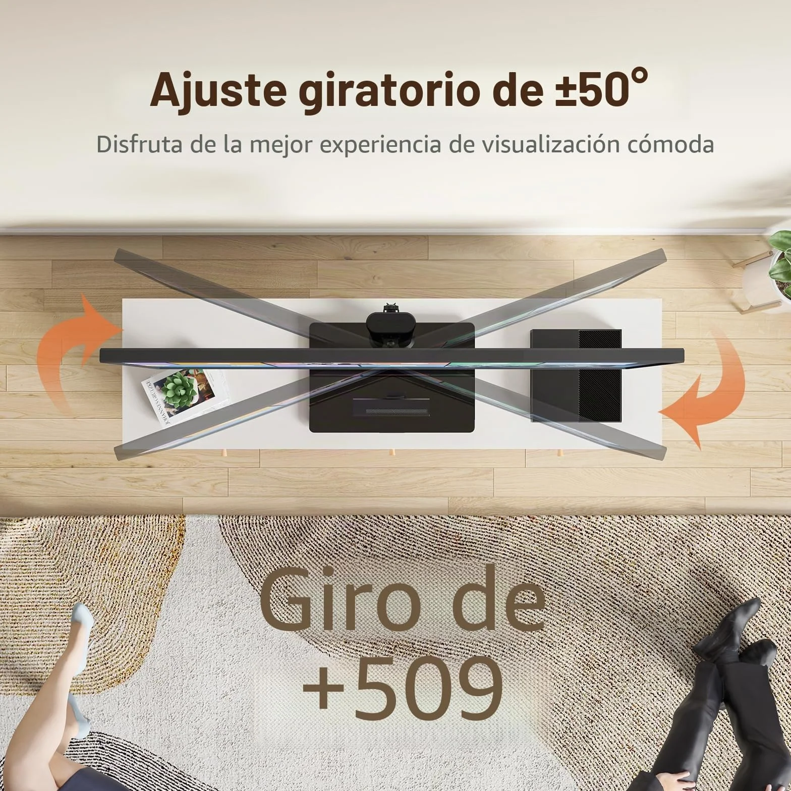 HEMUDU Soporte TV Pie Universal, Pequeño Soporte TV Mesa de 13-32 Pulgadas, Television Pie con Giro de 100°, Altura Ajustable en 4 Niveles, hasta 35 kg, Máx. VESA 100x100 mm HT07B-001P