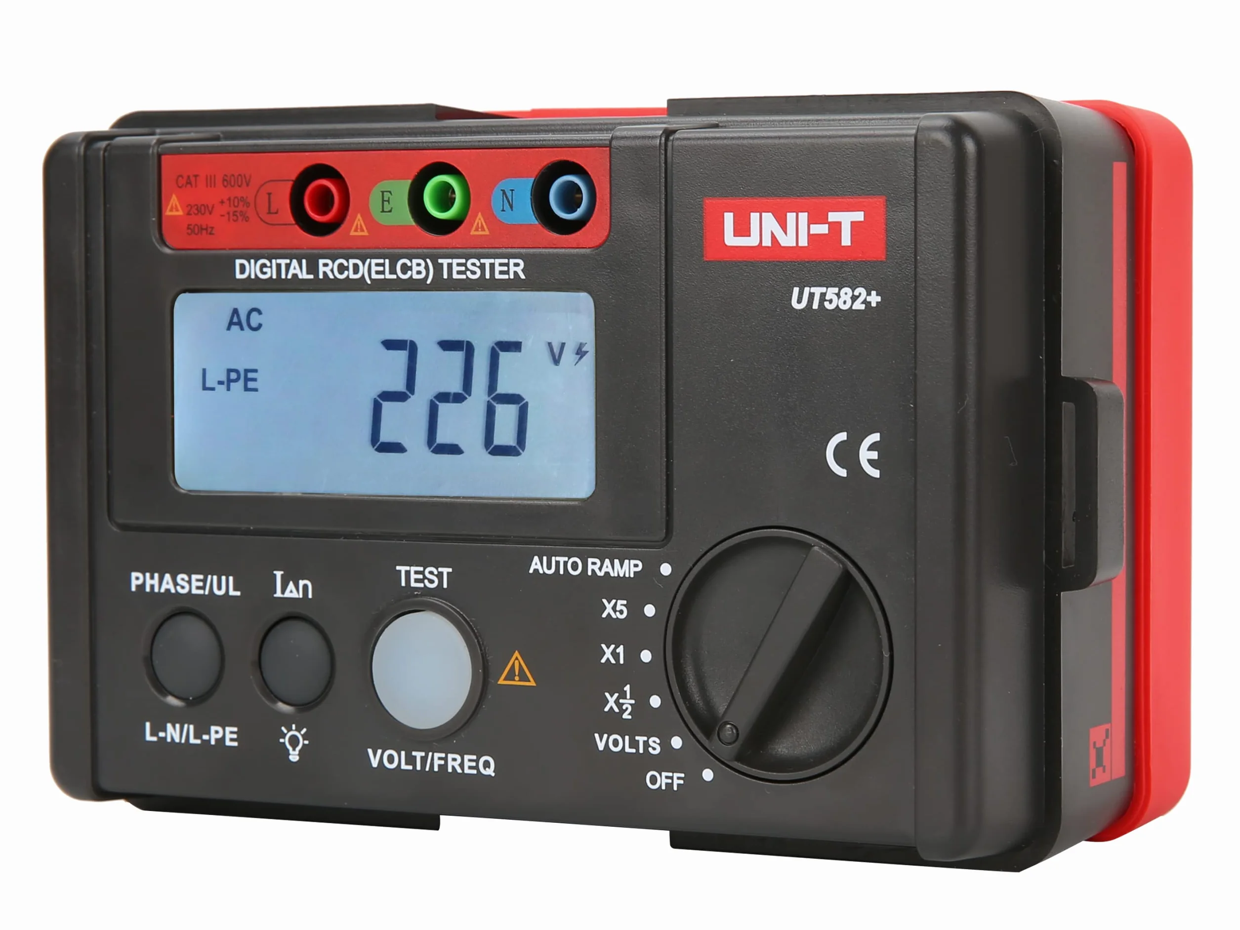UNI-T UT582+ Digital RCD (ELCB) Tester AUTO RAMP Leakage Circuit Breaker Meter with Mis-Operation Buzzer