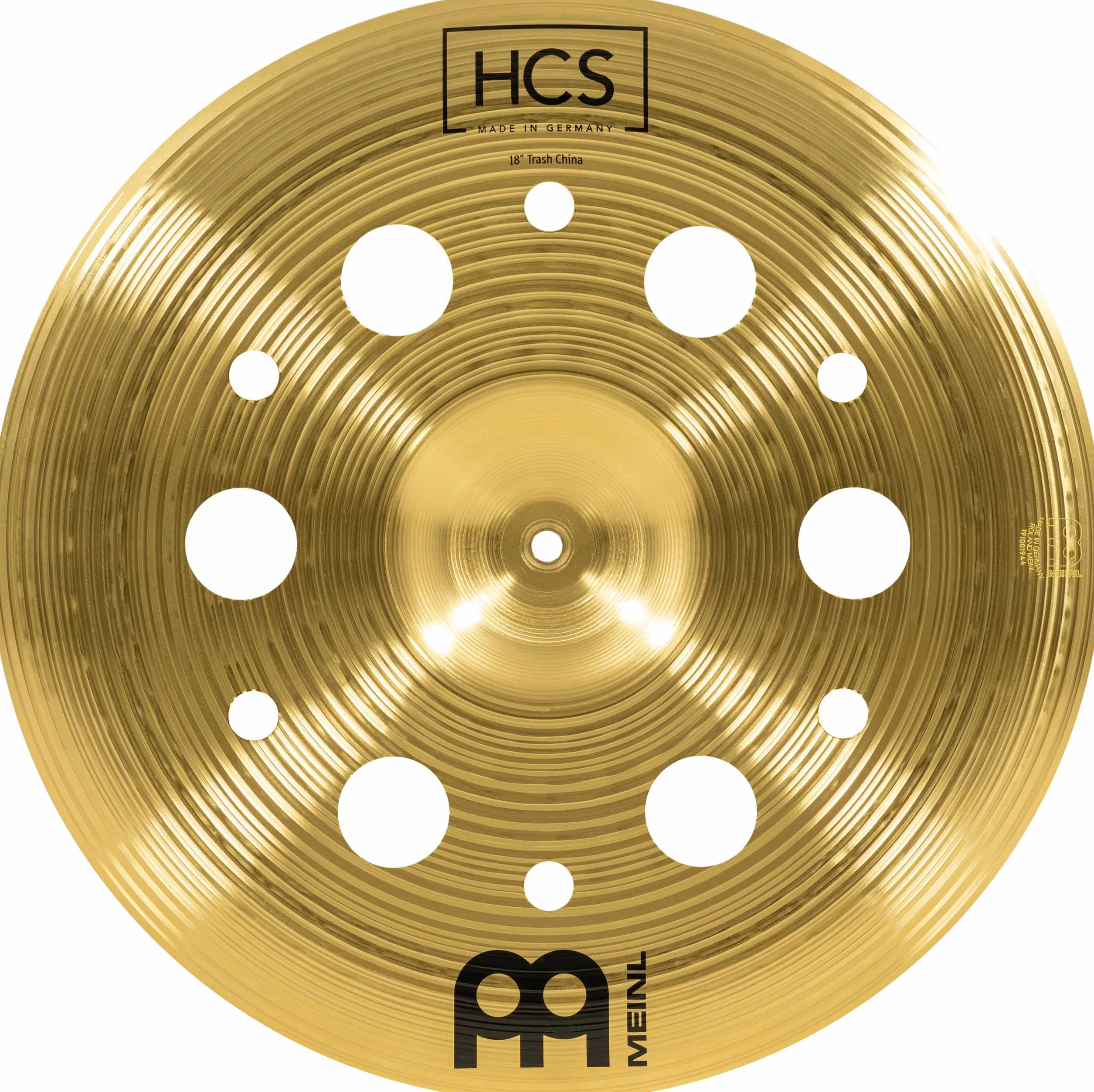 Meinl Cymbals HCS Plato Trash China de 18 pulgadas (45,72cm) con Agujeros – Platillos de Batería – Latón, Acabado Tradicional (HCS18TRCH)