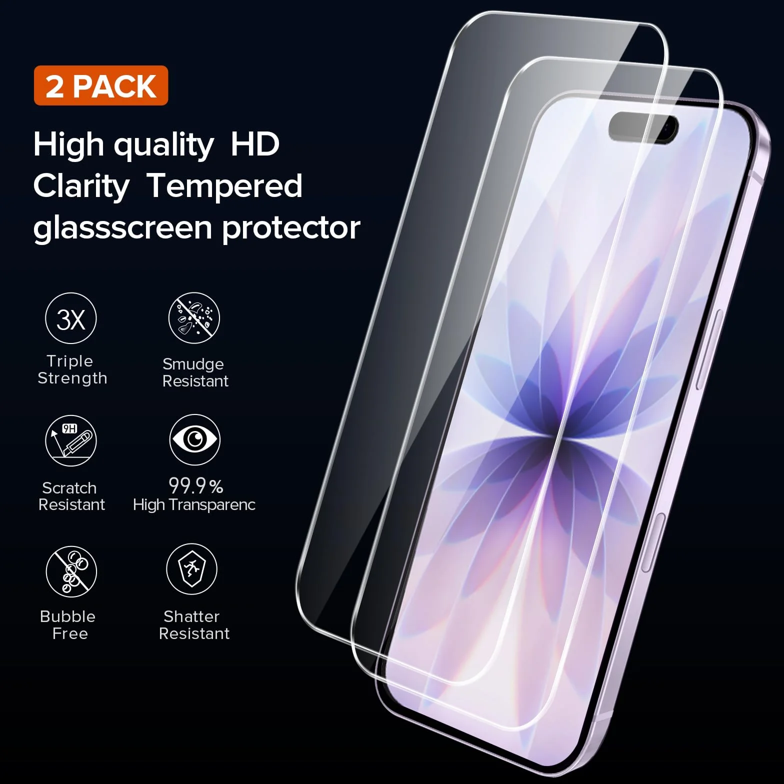 ivoler Clara Funda para iPhone 17, con 2 Piezas Cristal Templado, [Protección Militar] Anti-Amarillo Carcasa Antigolpes Bumper Case Cover - Transparente