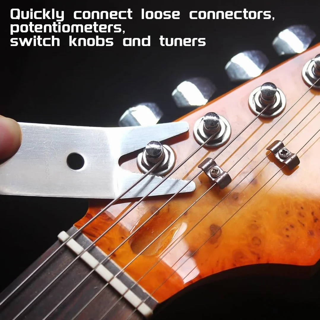 GXGM Multi-función de acero inoxidable llave de bolsillo para la guitarra baja para reparar perillas llaves de afinación bujes piezas y accesorios