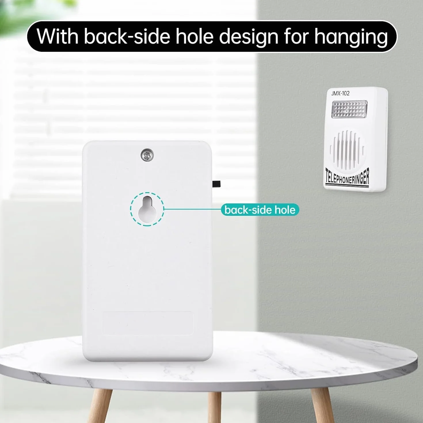 TECHZOCO Timbre con luz intermitente para teléfono fijo, amplificador sonido, 95dB, RJ11, Blanco