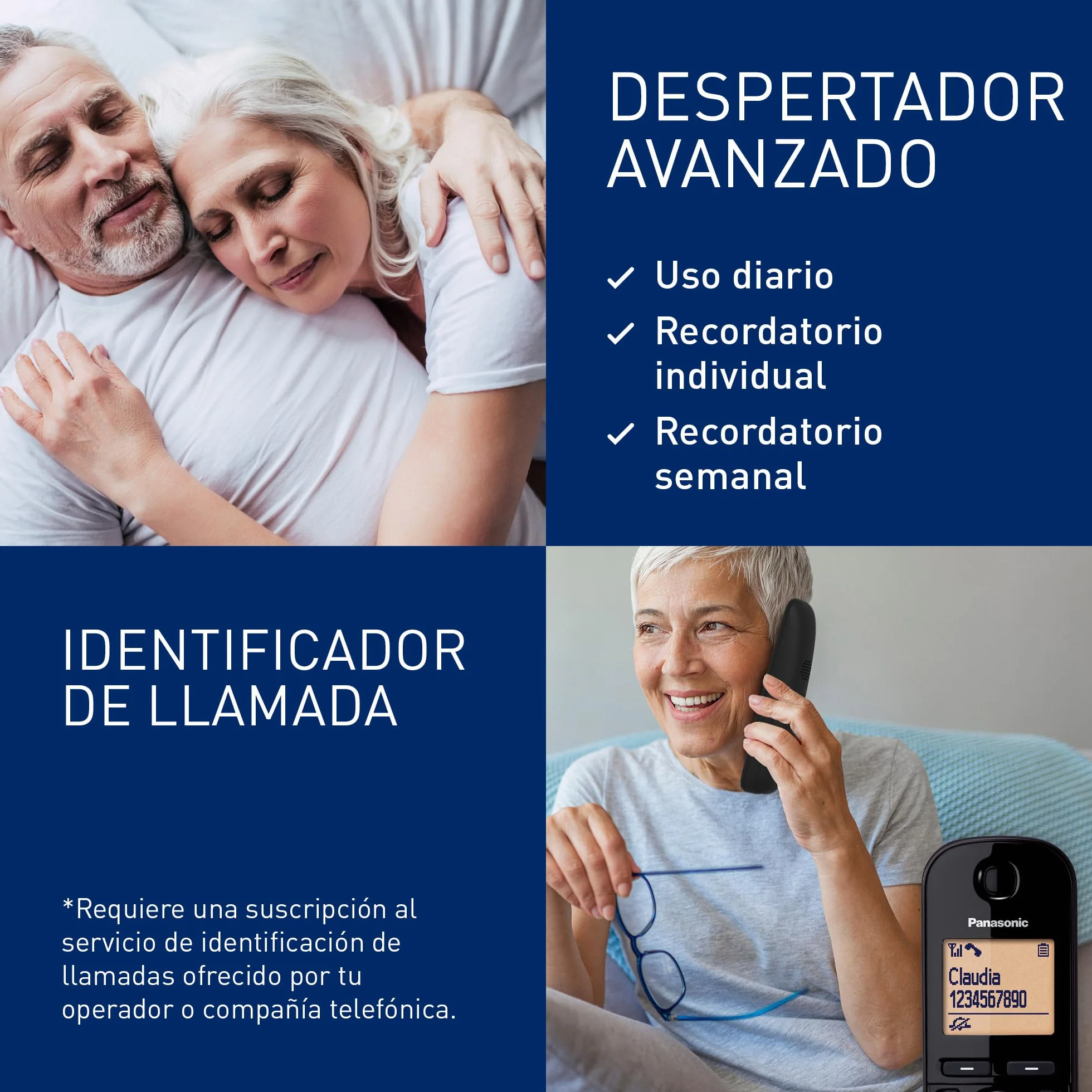 Panasonic KX-TGC210 Teléfono fijo inalámbrico LCD Identificador de llamadas Agenda 50 números Negro