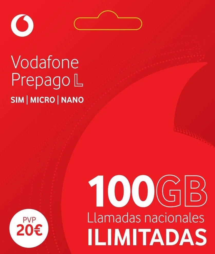 Vodafone Prepago 35GB + llamadas ilimitadas nacionales Roaming Europa y EEUU