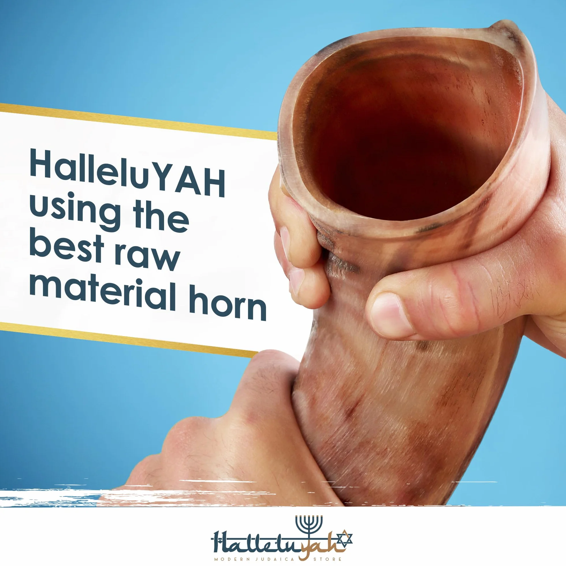 HalleluYAH Kudu Shofar original kosher medio pulido | De Israel